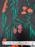 Italian Garden Floral Fil Coupé Organza - Black / Green / Orange / Berry