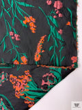 Italian Garden Floral Fil Coupé Organza - Black / Green / Orange / Berry