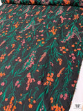 Italian Garden Floral Fil Coupé Organza - Black / Green / Orange / Berry