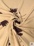Italian Floating Floral Printed Stretch Crepe - Buttermilk Cream / Brown