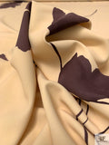 Italian Floating Floral Printed Stretch Crepe - Buttermilk Cream / Brown