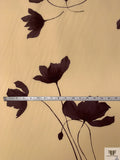 Italian Floating Floral Printed Stretch Crepe - Buttermilk Cream / Brown
