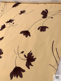 Italian Floating Floral Printed Stretch Crepe - Buttermilk Cream / Brown