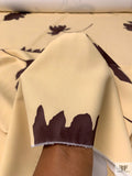 Italian Floating Floral Printed Stretch Crepe - Buttermilk Cream / Brown