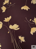 Italian Floating Floral Printed Stretch Crepe - Brown / Buttermilk Cream