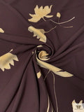 Italian Floating Floral Printed Stretch Crepe - Brown / Buttermilk Cream