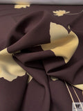 Italian Floating Floral Printed Stretch Crepe - Brown / Buttermilk Cream