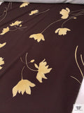 Italian Floating Floral Printed Stretch Crepe - Brown / Buttermilk Cream