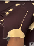 Italian Floating Floral Printed Stretch Crepe - Brown / Buttermilk Cream