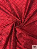 Lattice Pintuck Beaded Silk Dupioni - Ruby Red