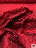 Lattice Pintuck Beaded Silk Dupioni - Ruby Red