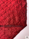Lattice Pintuck Beaded Silk Dupioni - Ruby Red