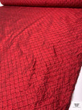 Lattice Pintuck Beaded Silk Dupioni - Ruby Red