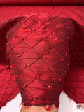 Lattice Pintuck Beaded Silk Dupioni - Ruby Red