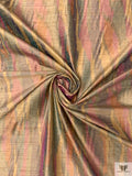 Ikat Striations Yarn-Dyed Silk Dupioni - Antique Gold / Antique Green / Antique Berry