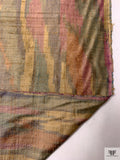 Ikat Striations Yarn-Dyed Silk Dupioni - Antique Gold / Antique Green / Antique Berry