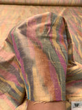 Ikat Striations Yarn-Dyed Silk Dupioni - Antique Gold / Antique Green / Antique Berry