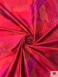 Abstract Ikat Yarn-Dyed Silk Dupioni - Magenta / Strawberry