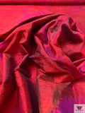 Abstract Ikat Yarn-Dyed Silk Dupioni - Magenta / Strawberry