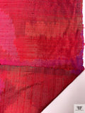 Abstract Ikat Yarn-Dyed Silk Dupioni - Magenta / Strawberry