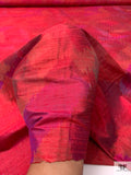 Abstract Ikat Yarn-Dyed Silk Dupioni - Magenta / Strawberry