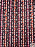 Abstract Floral Lines Printed Tricot Knit - Black / Nude / Orange / Berry