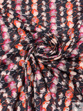Abstract Floral Lines Printed Tricot Knit - Black / Nude / Orange / Berry