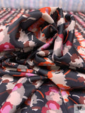 Abstract Floral Lines Printed Tricot Knit - Black / Nude / Orange / Berry