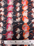 Abstract Floral Lines Printed Tricot Knit - Black / Nude / Orange / Berry