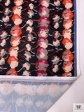 Abstract Floral Lines Printed Tricot Knit - Black / Nude / Orange / Berry