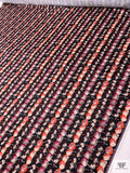 Abstract Floral Lines Printed Tricot Knit - Black / Nude / Orange / Berry