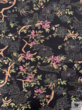 Stencil Floral Printed Jersey Knit - Black / Tan / Green / Pink