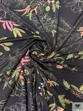 Stencil Floral Printed Jersey Knit - Black / Tan / Green / Pink