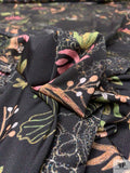 Stencil Floral Printed Jersey Knit - Black / Tan / Green / Pink