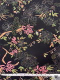 Stencil Floral Printed Jersey Knit - Black / Tan / Green / Pink