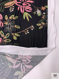 Stencil Floral Printed Jersey Knit - Black / Tan / Green / Pink