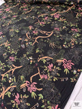 Stencil Floral Printed Jersey Knit - Black / Tan / Green / Pink