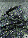 Mosaic Printed Tricot-Jersey Knit - Moss Green / Indigo / White / Black