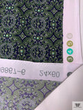 Mosaic Printed Tricot-Jersey Knit - Moss Green / Indigo / White / Black