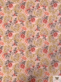 Hazy Floral Printed Tricot Knit - Peach / Yellow / Coral / Taupe
