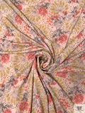 Hazy Floral Printed Tricot Knit - Peach / Yellow / Coral / Taupe