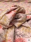 Hazy Floral Printed Tricot Knit - Peach / Yellow / Coral / Taupe