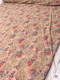 Hazy Floral Printed Tricot Knit - Peach / Yellow / Coral / Taupe