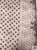 Medallion Border Printed Silk Jersey Knit - Mesa Taupe / Black / Tan