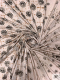 Medallion Border Printed Silk Jersey Knit - Mesa Taupe / Black / Tan