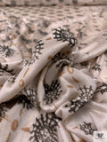 Medallion Border Printed Silk Jersey Knit - Mesa Taupe / Black / Tan
