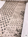 Medallion Border Printed Silk Jersey Knit - Mesa Taupe / Black / Tan