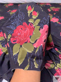 Floral Printed Tricot Knit - Midnight Eggplant Purple / Pinks / Olive Green