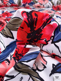 Watercolor Floral Printed Heavy Ponte Knit - Strawberry Red / Pink / Blue / White
