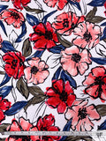 Watercolor Floral Printed Heavy Ponte Knit - Strawberry Red / Pink / Blue / White